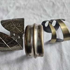 Set of Three Metallic Cuff Bracelets